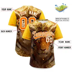 Yellow Orange White Tiger Graffiti Baseball Jersey 2