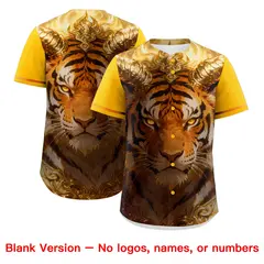 Yellow Orange White Tiger Graffiti Baseball Jersey 7