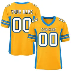 Yellow Panther Blue Insert Color Mesh Football Jersey 1