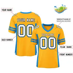 Yellow Panther Blue Insert Color Mesh Football Jersey 2