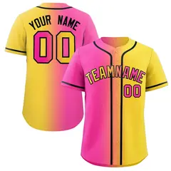 Yellow Pink-Black Gradient Fashion Authentic Baseball Jersey