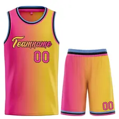 Yellow Pink-Black Gradient Heal Basketball Jersey 1