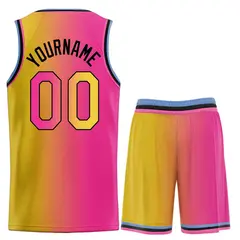 Yellow Pink-Black Gradient Heal Basketball Jersey 2