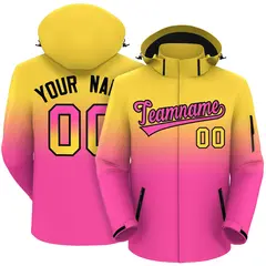 Yellow Pink Gradient Hooded Outdoor Waterproof Jacket