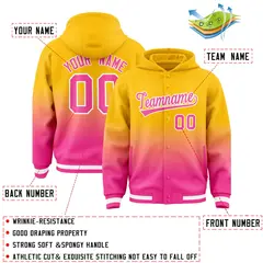 Yellow Pink Gradient Letterman Varsity Jacket Hoodie 4