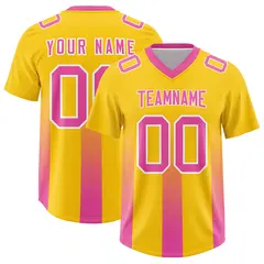 Yellow Pink Gradient Vertical Stripe Team Football Jersey 1