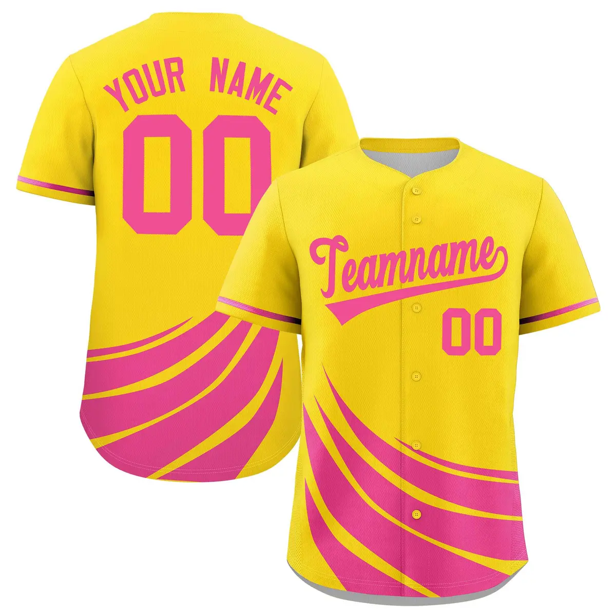 Yellow Pink Graffiti Wind Mark Baseball Jersey