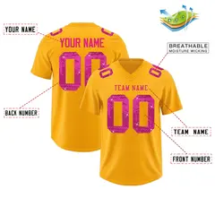 Yellow Pink Sequin Lettering Football Jersey 2