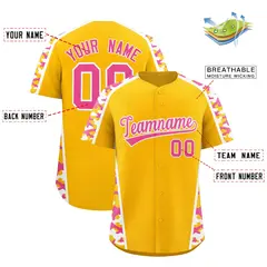 Yellow Pink Side Camo Baseball Jersey 2