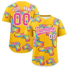 Yellow Pink Sugar-Coated Firepower Graffiti Baseball Jersey