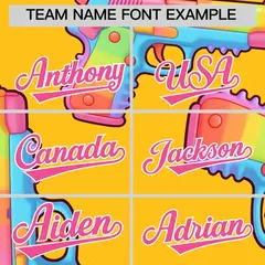 Yellow Pink Sugar-Coated Firepower Graffiti Baseball Jersey 5