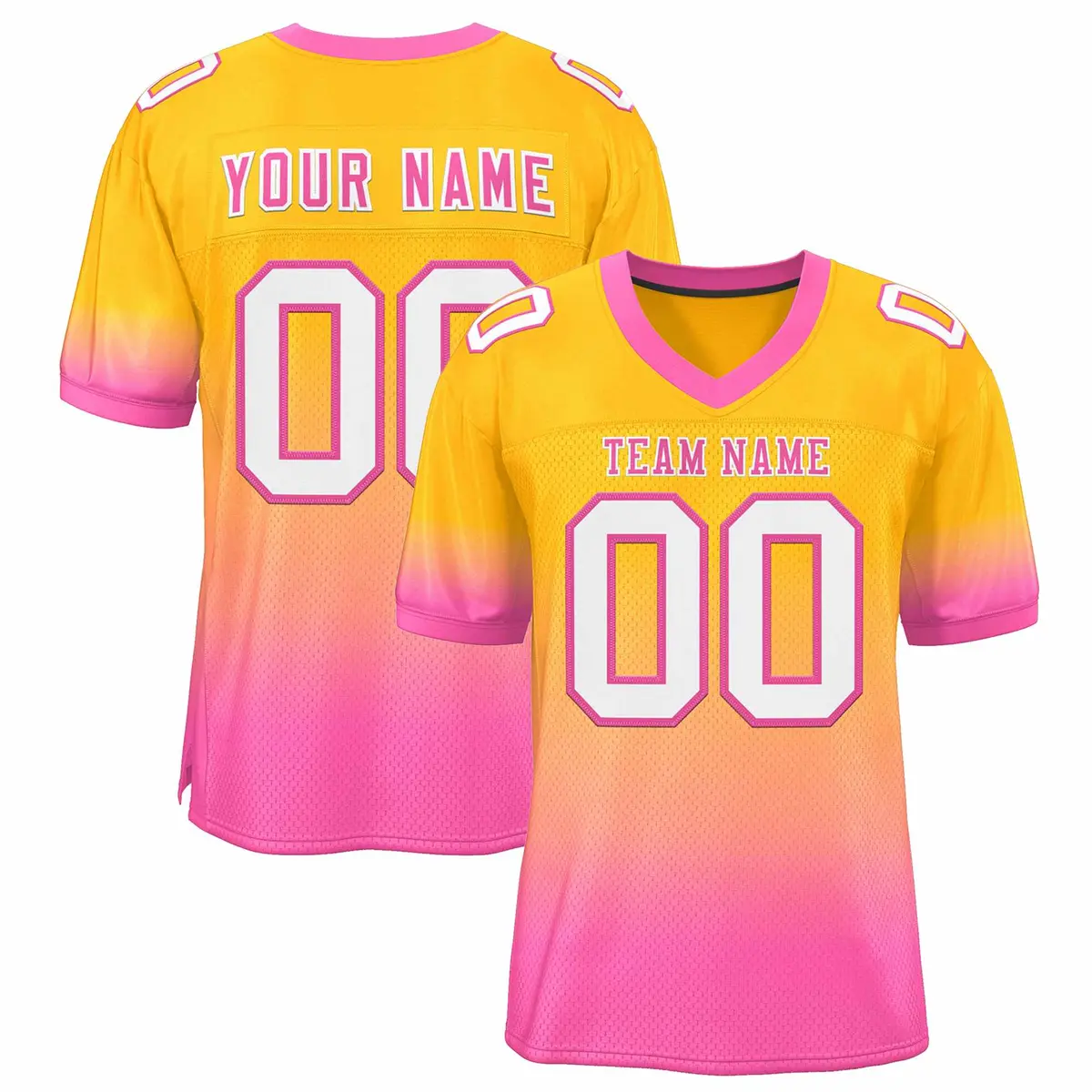 Yellow Pink-White Gradient Fashion Team Football Jersey