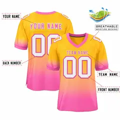 Yellow Pink-White Gradient Fashion Team Football Jersey 2