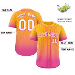 Yellow Pink-White Gradient Stripe Fashion Baseball Jersey 2