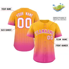 Yellow Pink-White Gradient Stripe Fashion Baseball Jersey 2