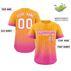 Yellow Pink-White Gradient Stripe Fashion Baseball Jersey 2
