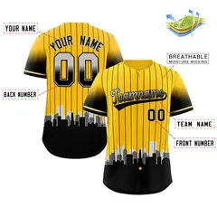 Yellow Pittsburgh City Silhouette Baseball Jersey 2