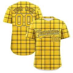 Yellow Plaid Authentic Baseball Jersey
