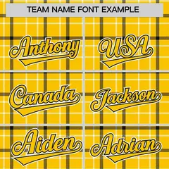 Yellow Plaid Authentic Baseball Jersey 3