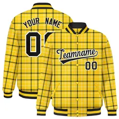 Yellow Plaid Varsity Letterman Baseball Jacket 1