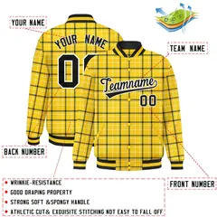 Yellow Plaid Varsity Letterman Baseball Jacket 2