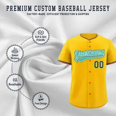 Yellow Powder Blue Black Baseball Jersey 3