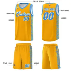 Yellow Powder Blue Indians Pattern Basketball Uniform Jersey 5