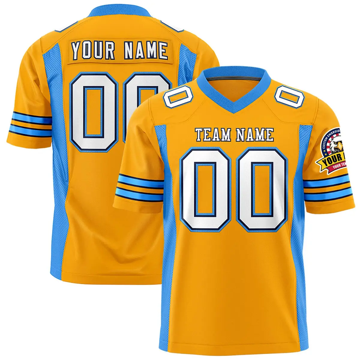 Yellow Powder Blue Insert Color Authentic Football Jersey