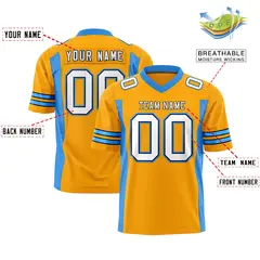 Yellow Powder Blue Insert Color Authentic Football Jersey 2