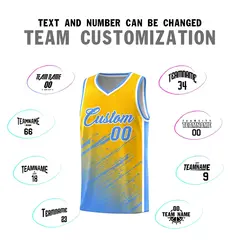 Yellow Powder Blue Splash Basketball Uniforms for Summer Camp 4