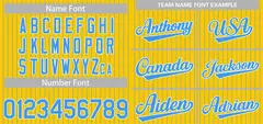 Yellow Powder Blue-White Stripe Baseball Jersey 3