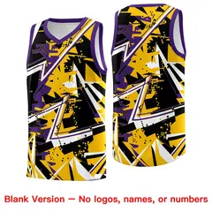 Yellow Purple Abstract Graffiti Printed Basketball Jersey 6