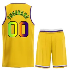 Yellow Purple-Black Bull Classic Sets Basketball Jersey 2