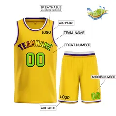Yellow Purple-Black Bull Classic Sets Basketball Jersey 3