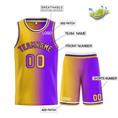Yellow Purple-Black Bull Gradient Basketball Jersey Sets 3