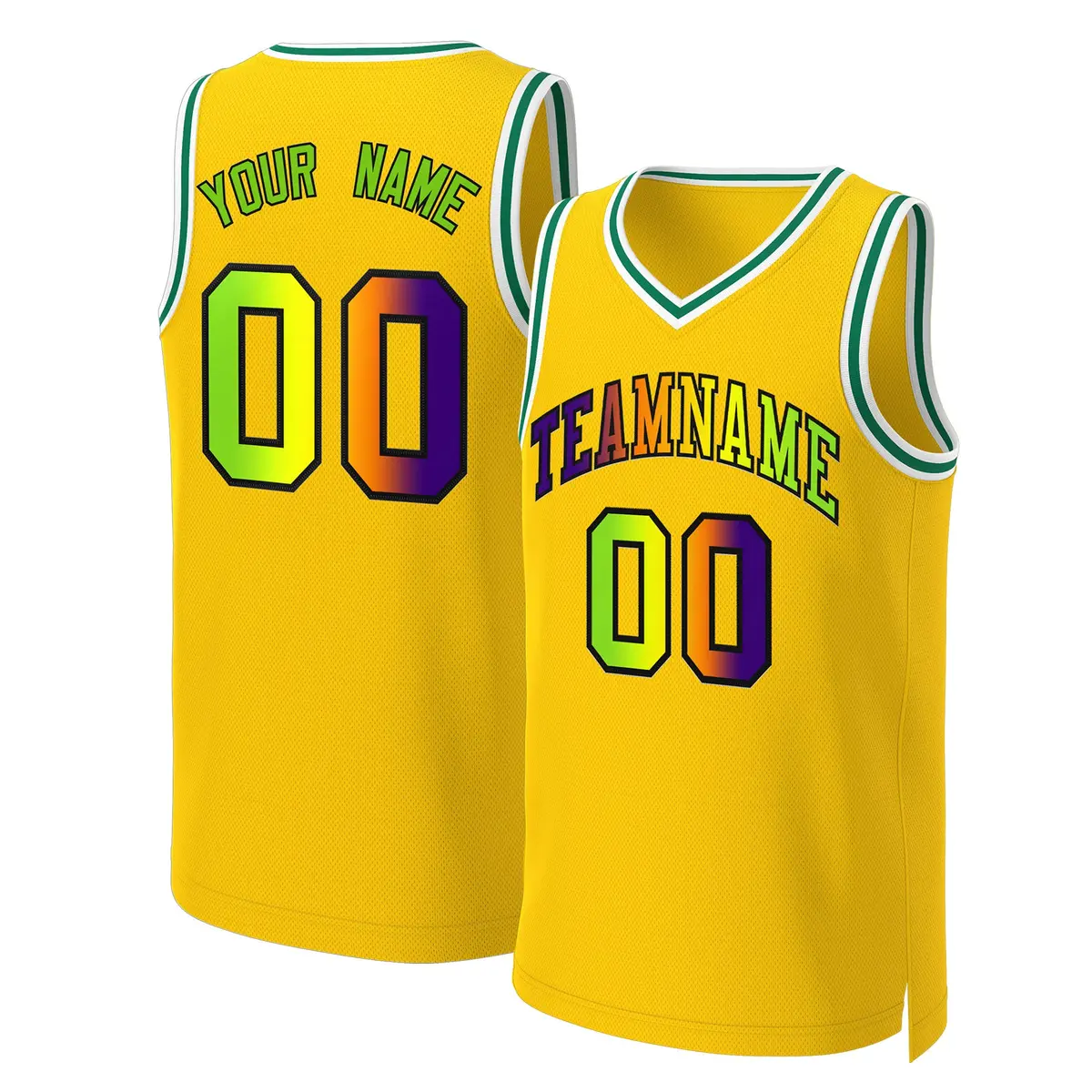 Yellow Purple-Black Classic Gradient Basketball Jersey