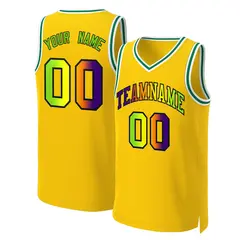 Yellow Purple-Black Classic Gradient Basketball Jersey 1