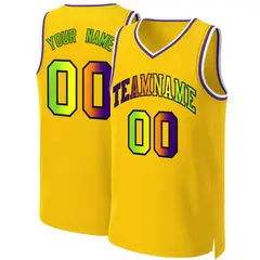 Yellow Purple-Black Classic Gradient Basketball Jersey 1