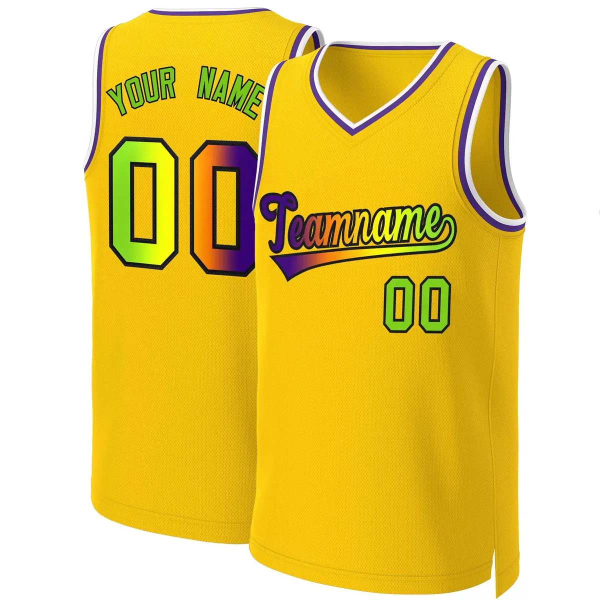 Yellow Purple-Black Classic Gradient Basketball Jersey