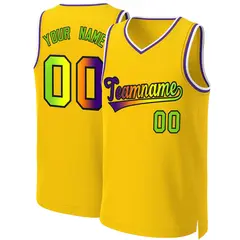 Yellow Purple-Black Classic Gradient Basketball Jersey 1