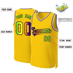 Yellow Purple-Black Classic Gradient Basketball Jersey 2