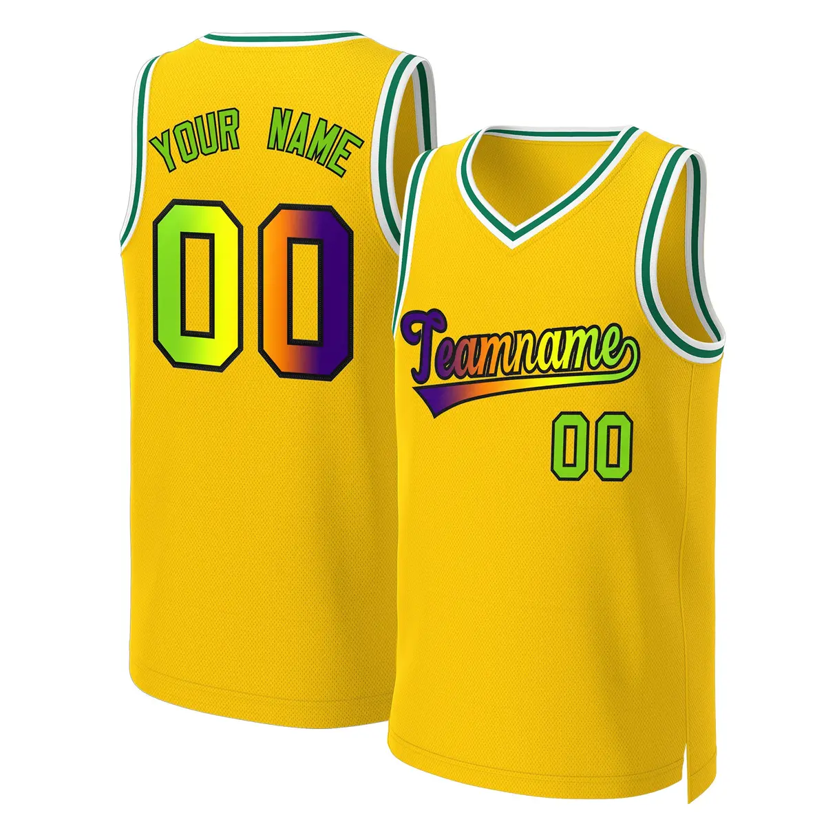 Yellow Purple-Black Classic Gradient Basketball Jersey