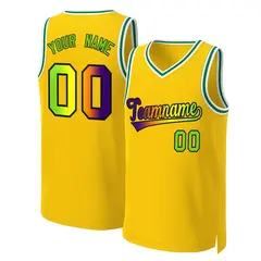 Yellow Purple-Black Classic Gradient Basketball Jersey 1