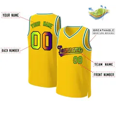 Yellow Purple-Black Classic Gradient Basketball Jersey 2