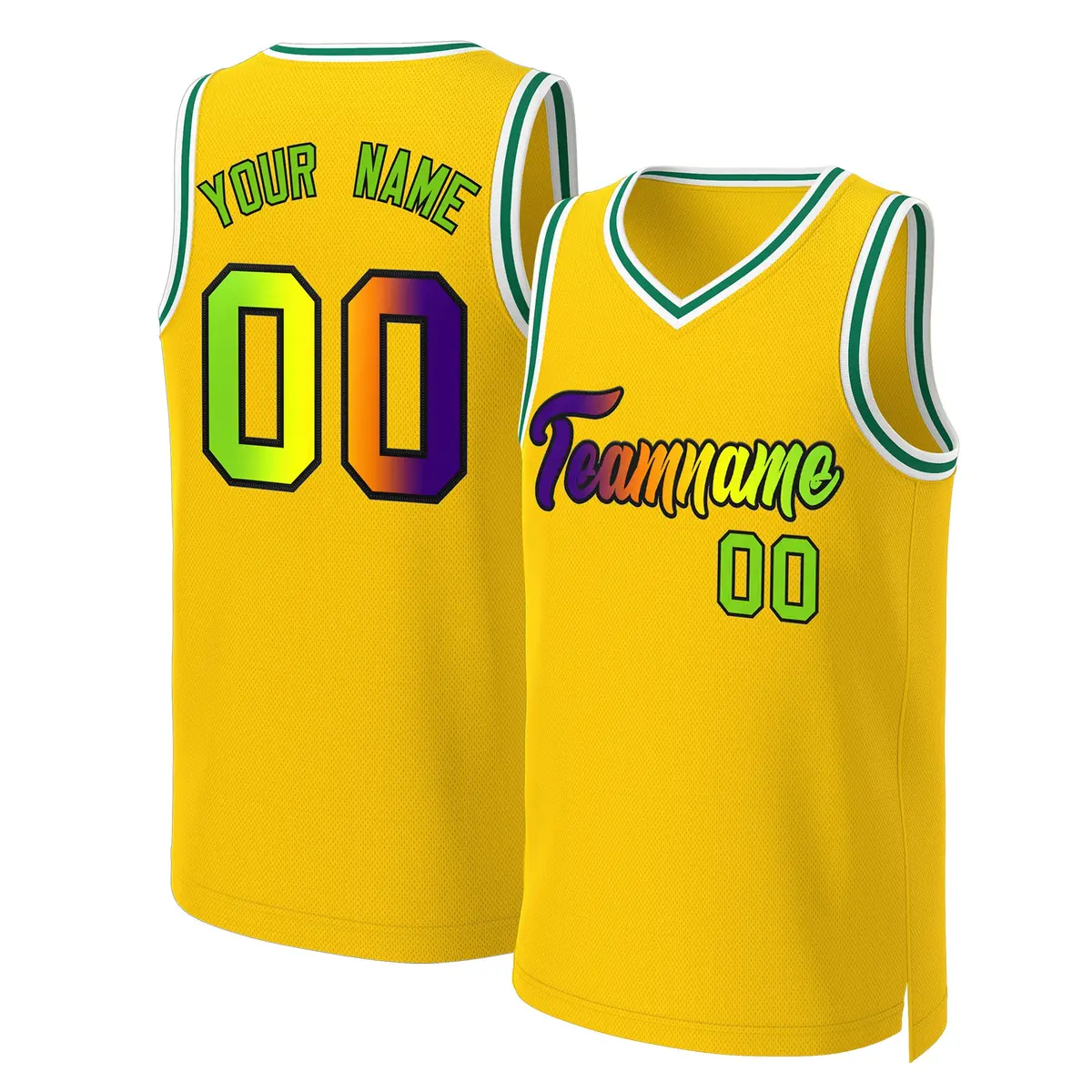 Yellow Purple-Black Classic Gradient Basketball Jersey