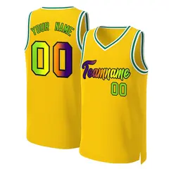 Yellow Purple-Black Classic Gradient Basketball Jersey 1