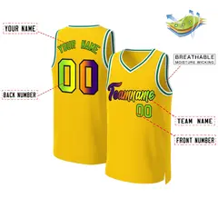Yellow Purple-Black Classic Gradient Basketball Jersey 2