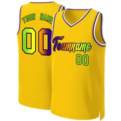 Yellow Purple-Black Classic Gradient Basketball Jersey 1