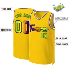Yellow Purple-Black Classic Gradient Basketball Jersey 2