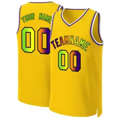 Yellow Purple-Black Classic Gradient Basketball Jersey 1